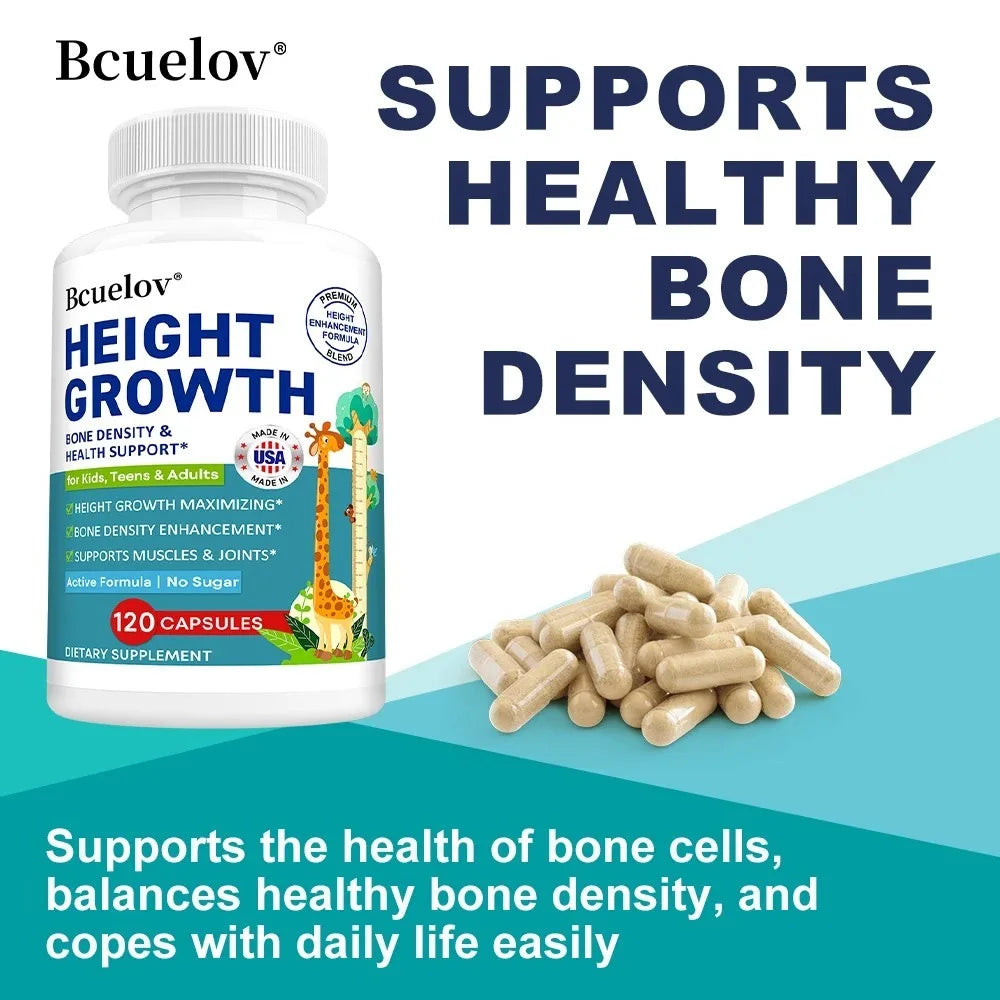 Natural Height Growth Capsules for Kids, Teens and Adults Zinc and Calcium Increase Peak Height Supplement Bone Strength