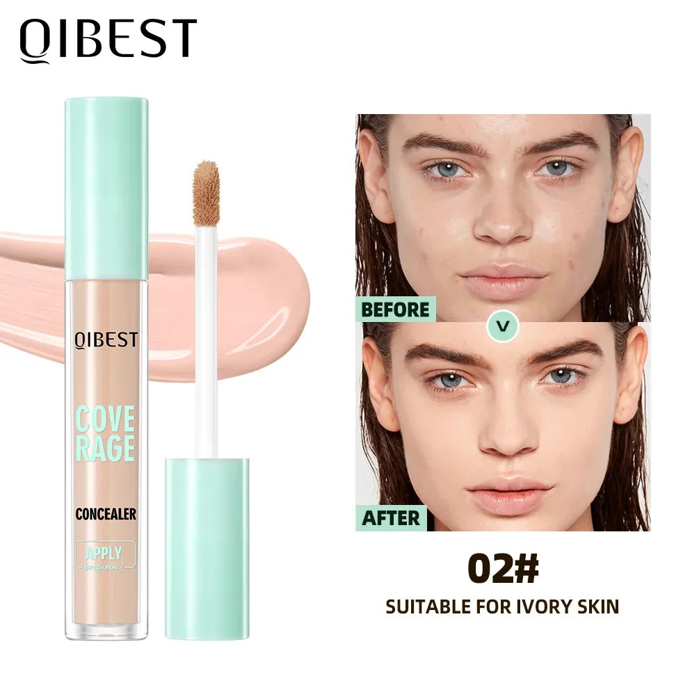 QIBEST 3D Full Coverage Concealer Long Lasting Liquid Concealer For Dark Circles Natural Finish Seamless Blend Under Eye Makeup