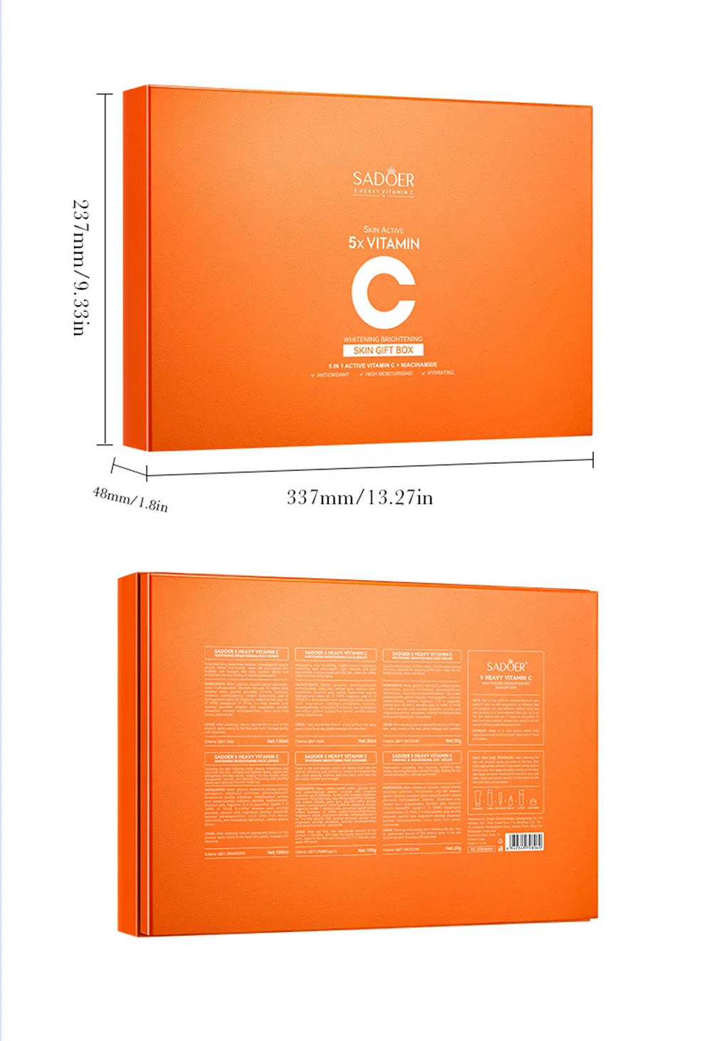 Vitamin C Skincare 6-Piece Gift Set Whitening Brightening Moisturizing And Firming – All In One A Perfect Holiday Christmas Gift