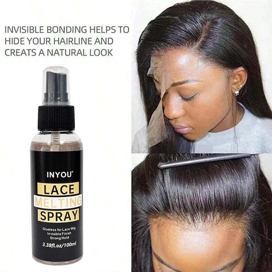 4PCS Wig Glue Spray Lace Adhesive Kit with Remover Repair Spray And Headband - Strong Natural Hold Lace Wig Melting Spray