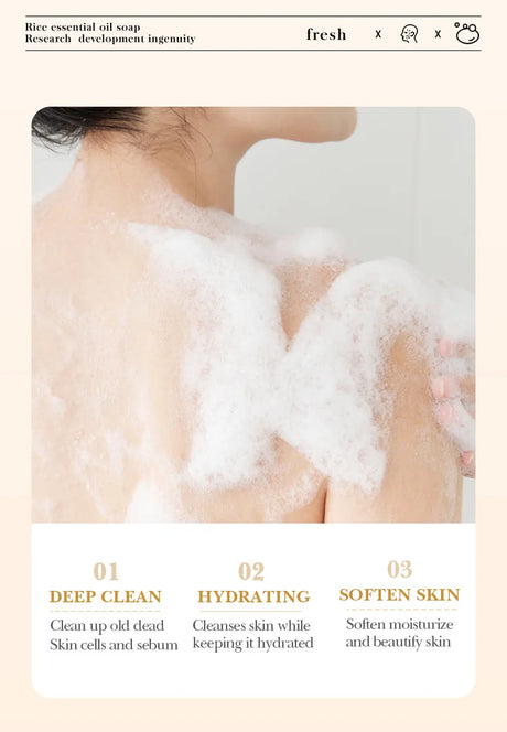 BIOAQUA White Rice Raw Pulp Facial Soap Face Wash Foam Facial Cleanser Moisturizing Whitening Body Bathing Handmade Soap