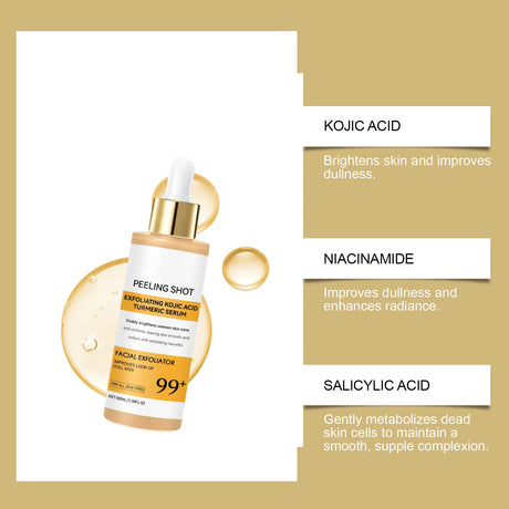 Kojic Acid Turmeric Spray and Serum Keratin Care Exfoliating Peeling Solution Nourishing Hydrating Skin Care Firmness