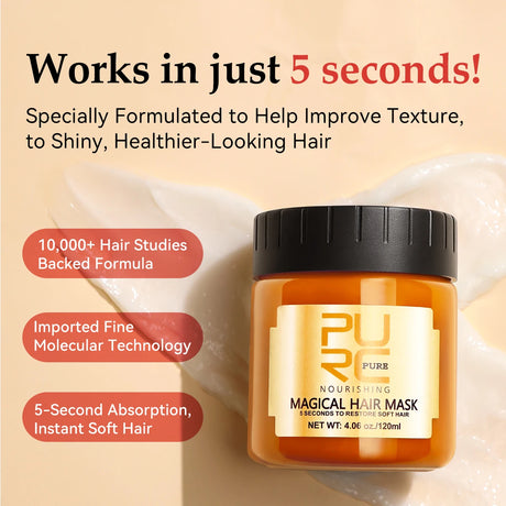 120ml Magical Hair Mask Argan Oil Hair Care Cream Repair Dry Frizz Damage Keratin Treatment Masks 5 Seconds Soft Smoothing PURC