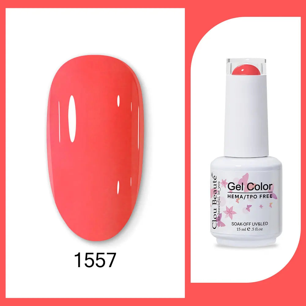 Clou Beaute Gel Color Hema TPO Free 15ml Gel Nail Varnish Soak Off UV Gel Polish Nail Art Manicure Lacquer Nail Art Jelly Gel