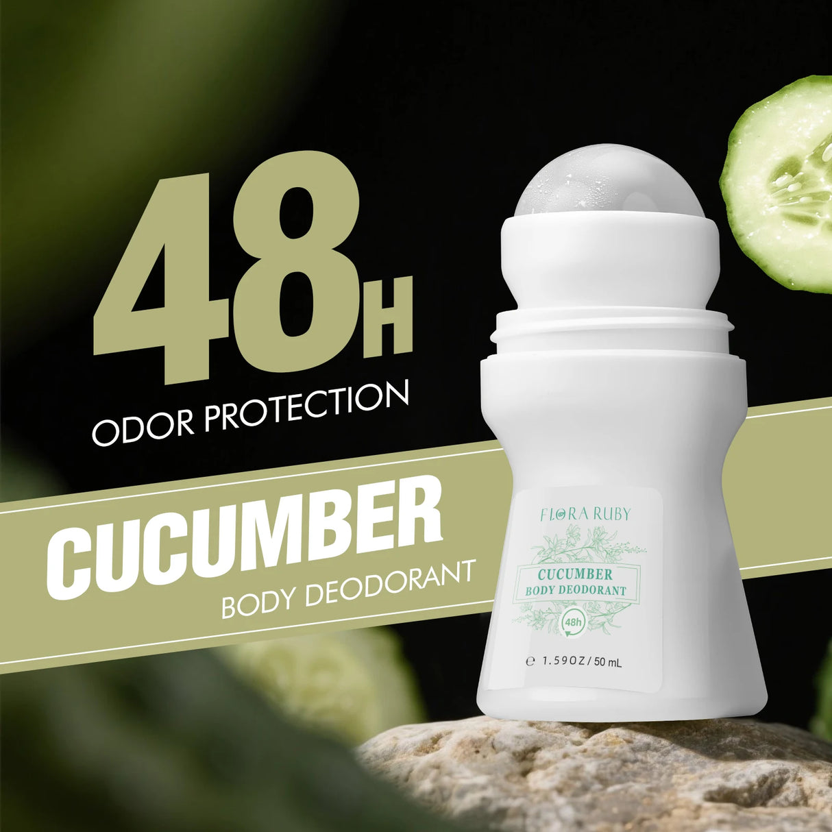1 PC Flora Ruby Light Green Series Deodorant Roll On w omen's and men all-purpose Deodorant Roll Aluminum Free easy to carry a