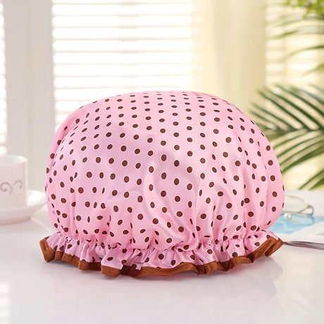 1Pc Fashionable Printed Doublelayer Waterproof Shower Cap,a Must-have for Bathrooms,with Diverse Hair Care and Waterproof Styles