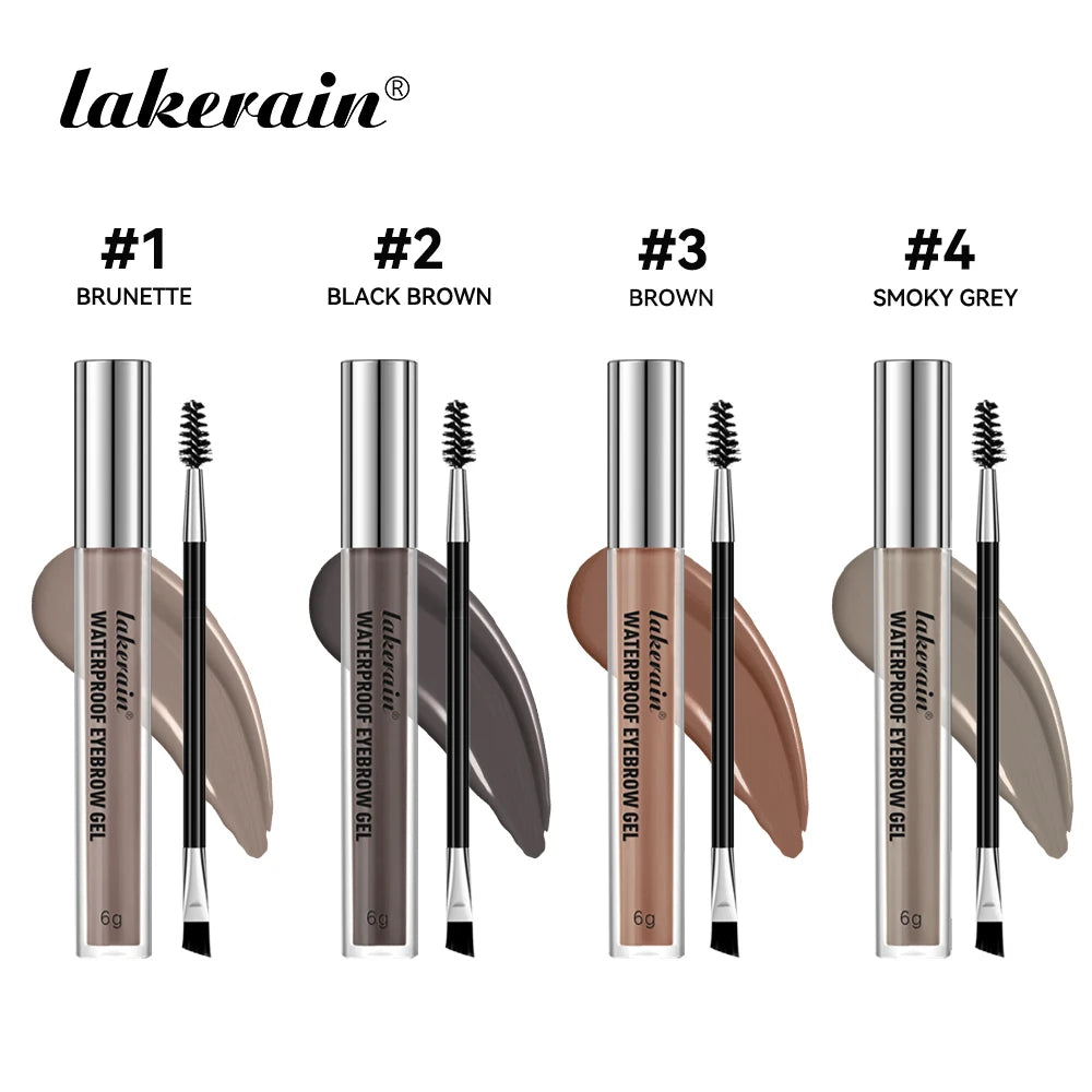 Lakerain Waterproof Eyebrow Gel Long Lasting Highly Pigmented Liquid Eyebrow Makeup Sweatproof Natural Black Brown