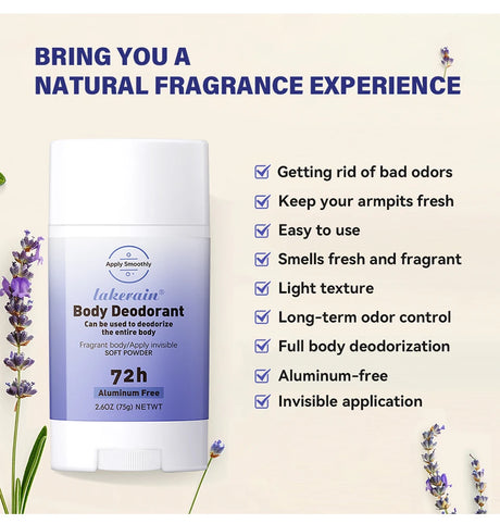 New Whole Body Deodorant Invisible Cream Stick 72 Hour Odor Control Aluminum Free Baking Soda Free Skin Care