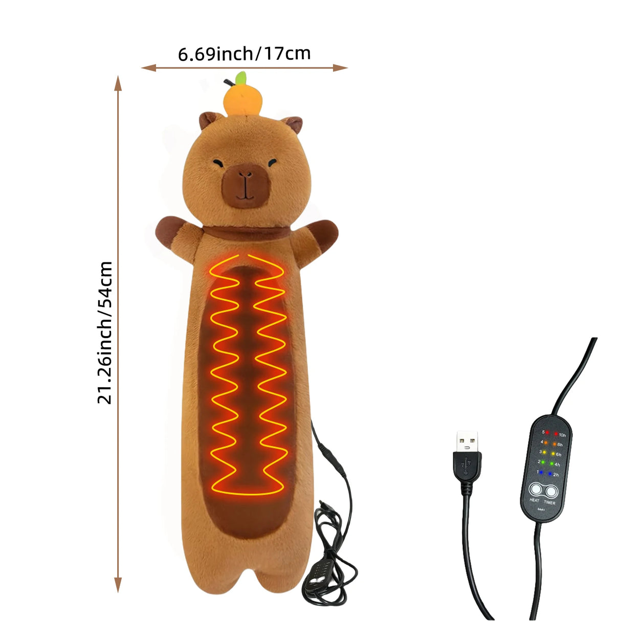Electric Heating Pad for Period Cramps Menstruation Heatable Stuffed Animals Capybara Plush with a Hot Soft Belly for Wife Women