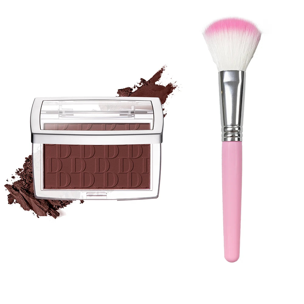 2pcs Matte Embossed Blush & Brush Long Lasting High Pigmented Multi-Purpose Blush Palette Pink Natural Color Rendering Cosmetics