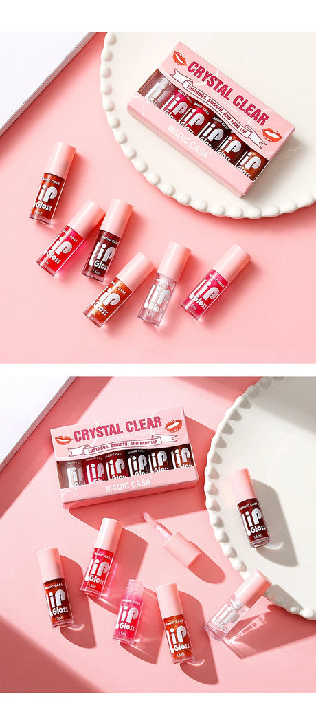 6pcs/set Small bottle Hydrating Jelly Lip Oil long-lasting Moisturizing smooth shimmering Lip Hydrating Liquid