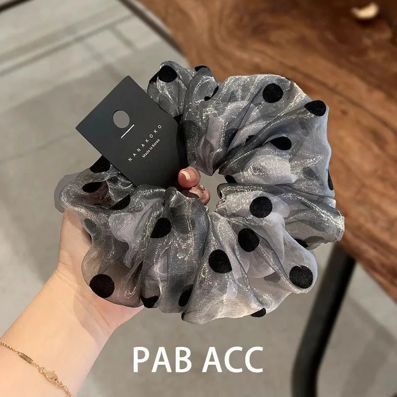 korea fashion Leopard print oversized scrunchie for women elastic big hair tie girls black hair rubber bands Retro hair rope