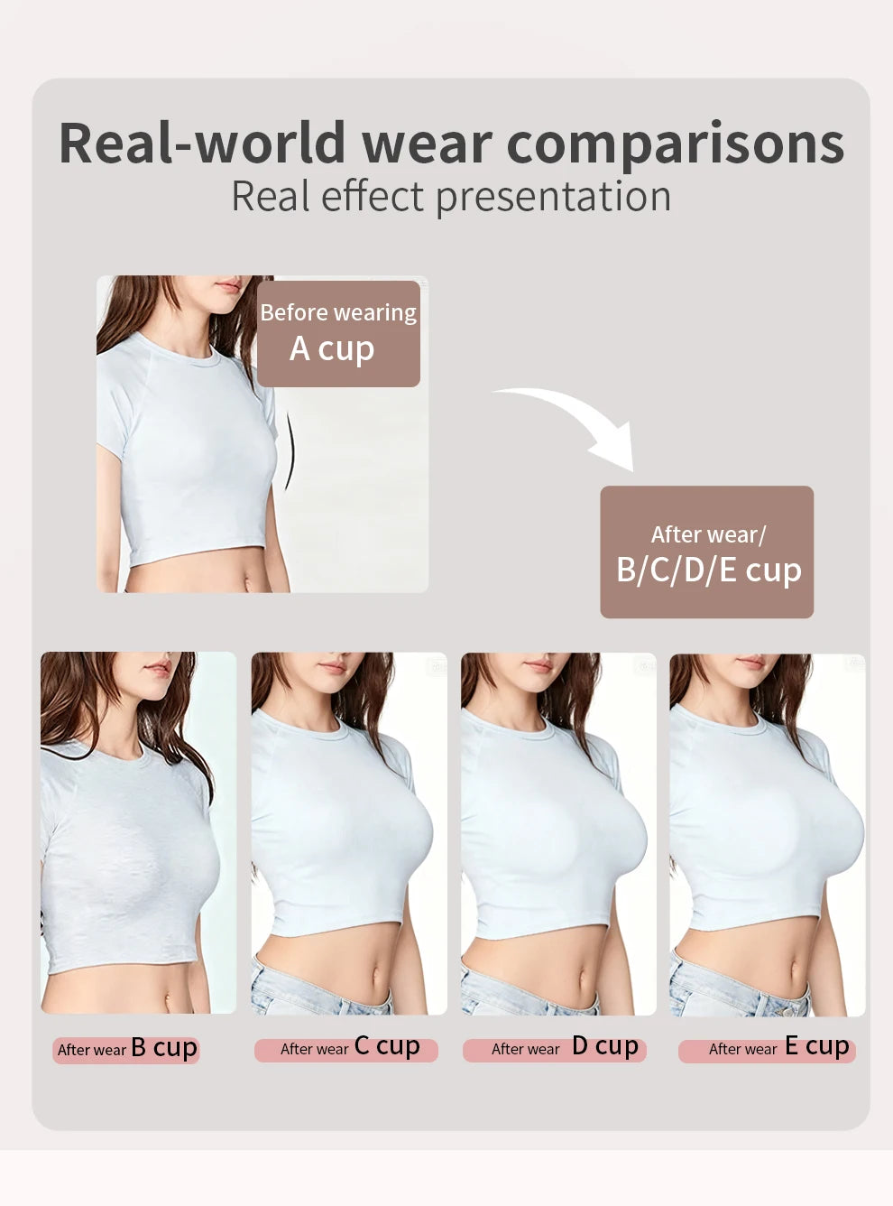 LERVANLA Silicone Breasts Pads Forms Pads Chest Women's Fake Boobs Enhancement Magnify Underwear 2-in-1Breast Becomes Big