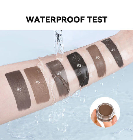 6 Colors Waterproof Eyebrow Tint with Brush Long-Wearing Full-Pigment Smudge-Proof Eyebrow Pomade Natural Wild Brows Makeup