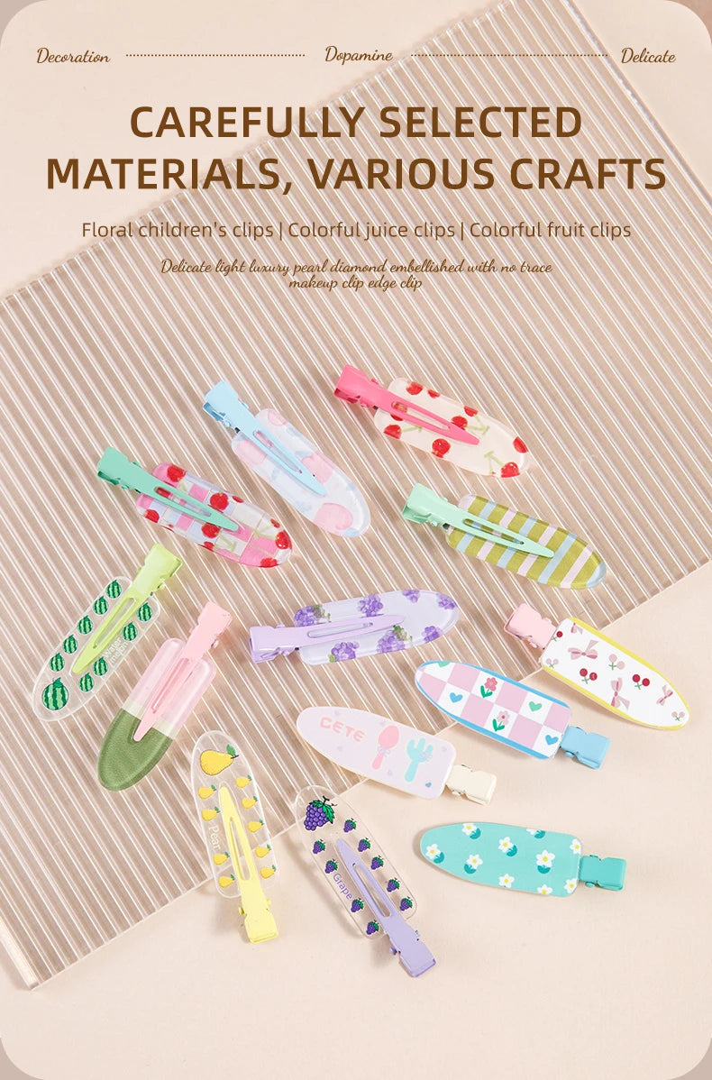 10pcs Candy Color Fruit Hair Bang Clip Summer Hairpin No Crease Hair Side Clamp For Girls Beauty Styling Accessories Set