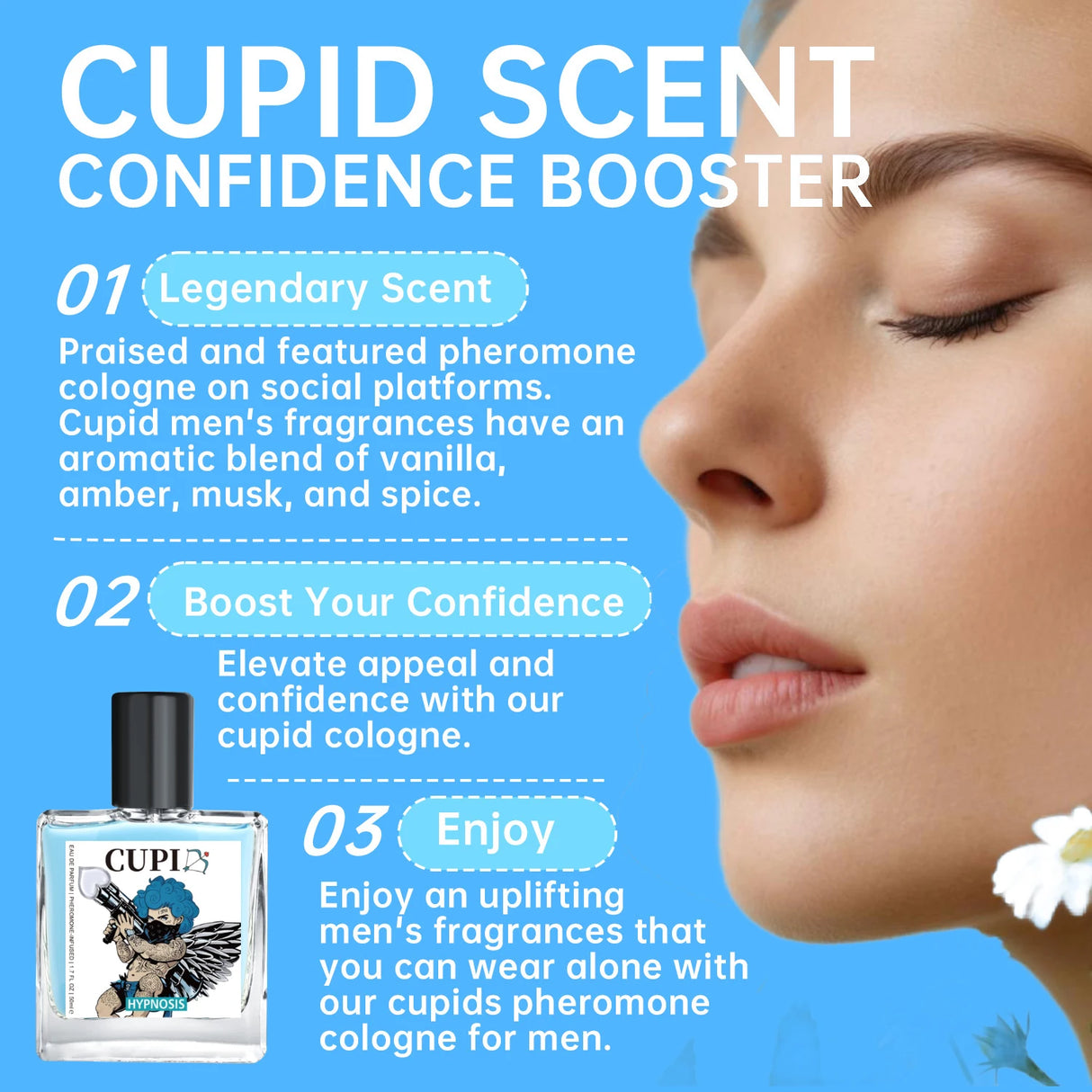 Cupid Perfume Infused Cologne for Men Original Eau De Parfum High Quality Pheromone Perfume for Men Fragrance 50ml