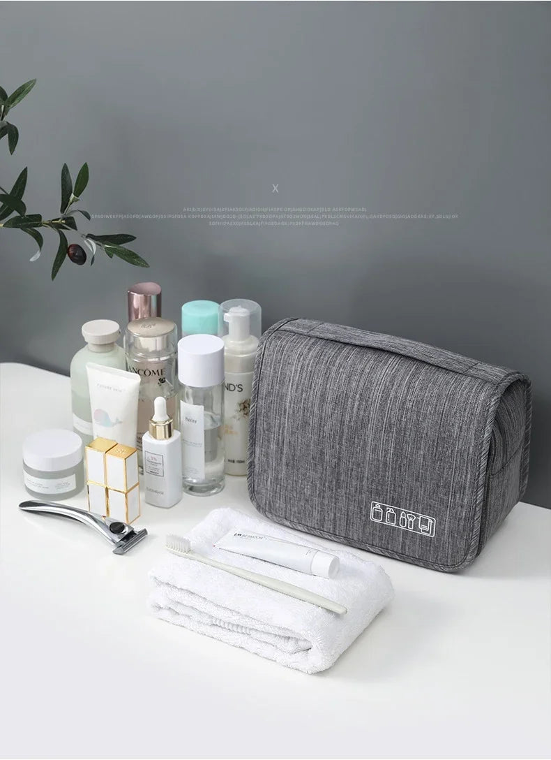 Waterproof Oxford Hanging Travel Toiletry Bag, Portable Cosmetic Makeup Organizer for Men Women