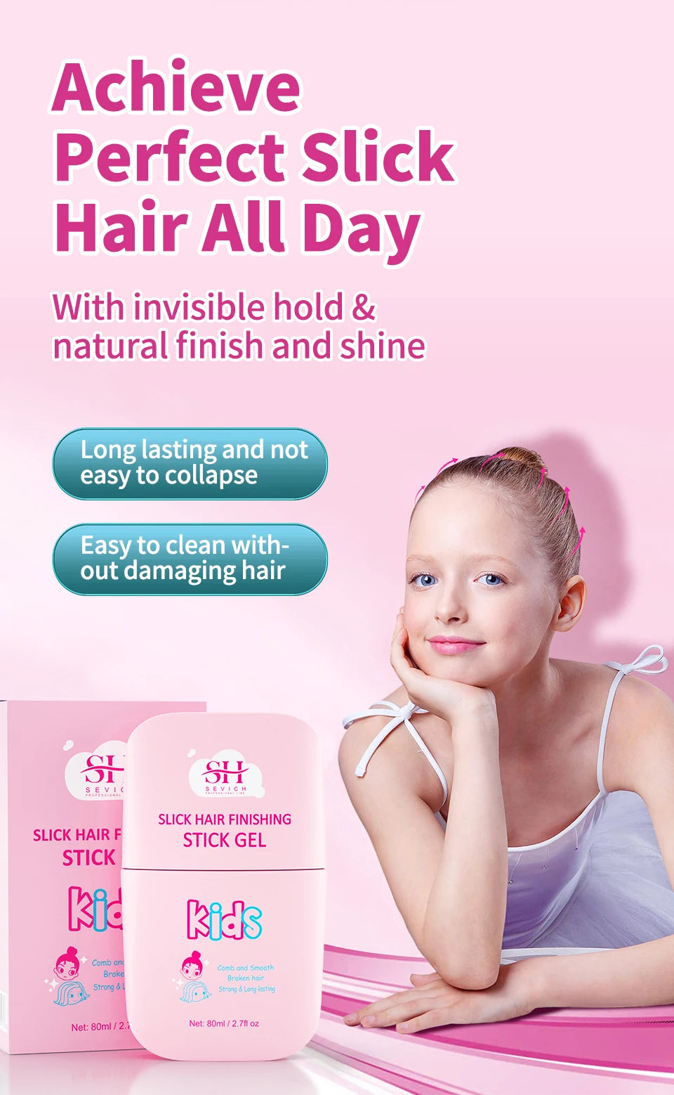 Sevich Broken Hair Finishing Cream Children Edge Control Wax Anti Frizz Hair Pomade Gel for Little Girl Non-Greasy Styling Cream