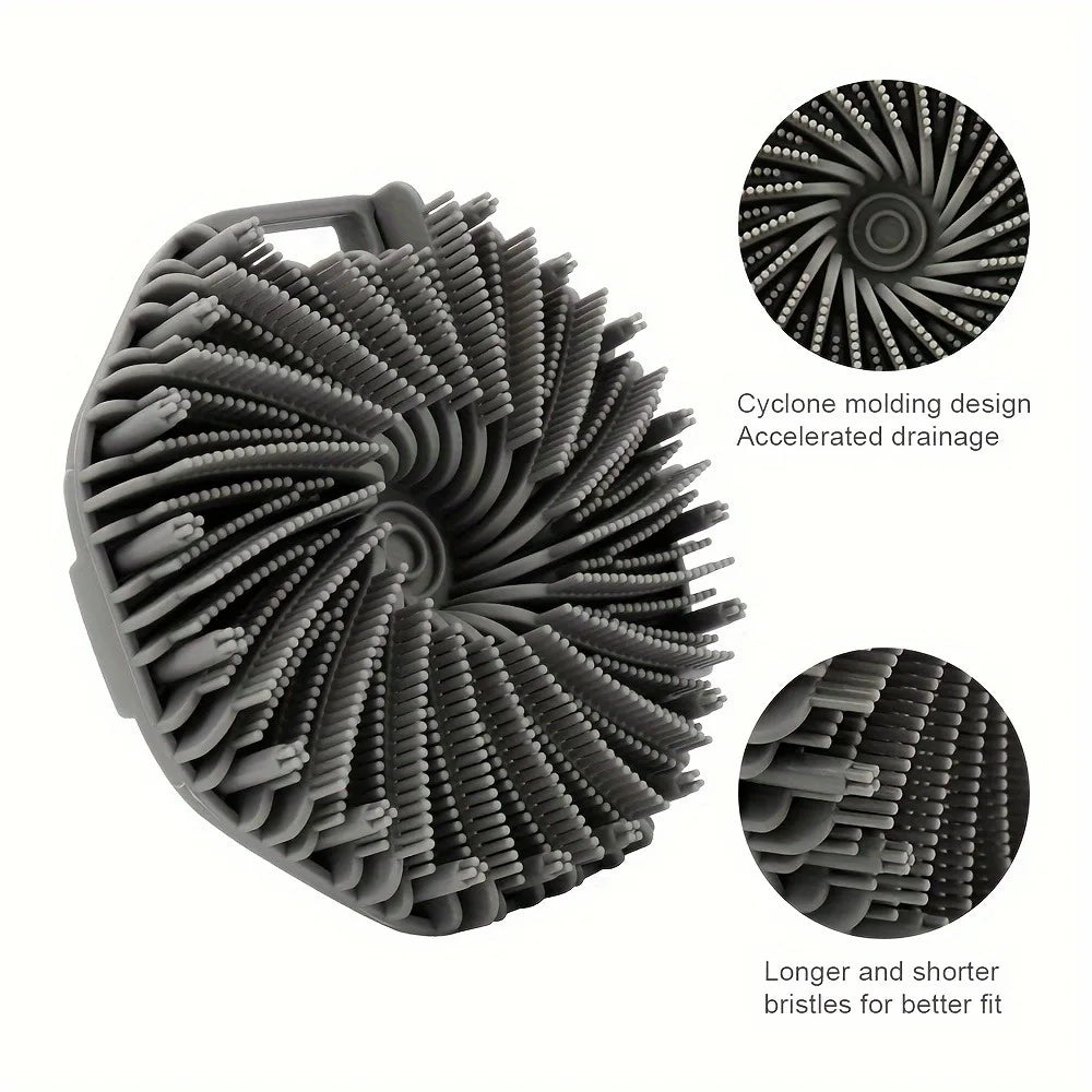 1PC Polygonal Silicone Bath Brush, Deep Exfoliating Massage Body Scrubber Soft Silicone Bathing Tool for Shower