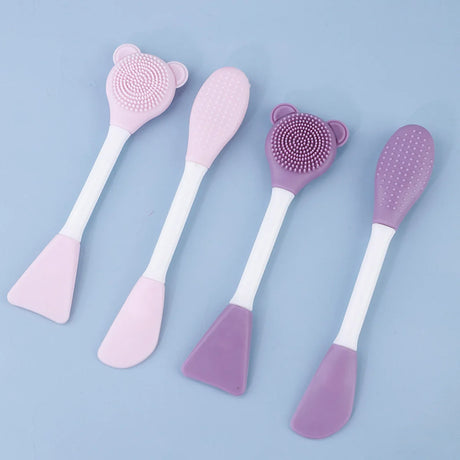 Bear Silicone Double Head Face Mask Brush Facial Exfoliate Blackhead Removal Cleanser Brush Mud Film Facial Brush Skin Care Tool