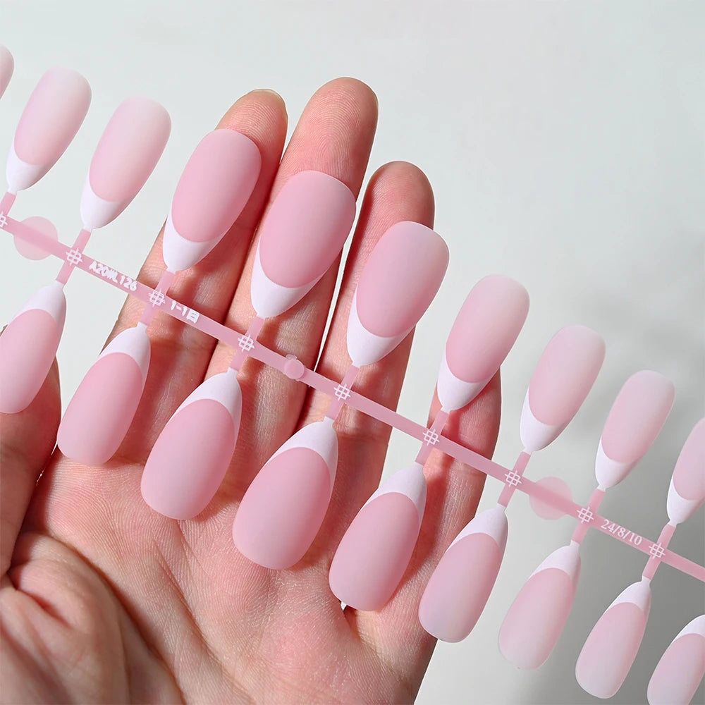 120/150pcs Matte White French Gel Nail Tips Medium Almond Nude Press On Nails 0.75-2.6cm Pink/Nude ABS Soft Gel Nail Flase Tips