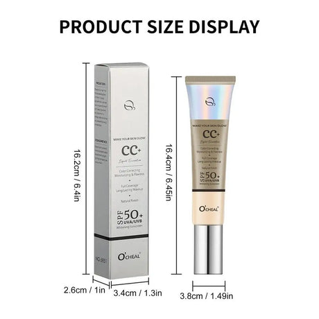 CC Cream Concealer Color Correcting Cream SPF 50 Sunscreen Full Coverage Foundation Lightweight Foundation Moisturizing