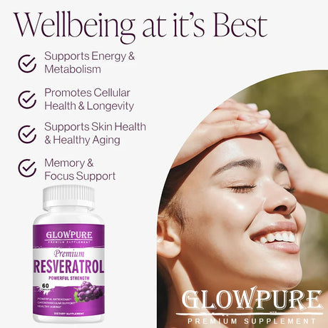 Resveratrol 1450mg - Premium Antioxidant Supplement for Anti-Aging, Immune Support, Brain & Joint Health