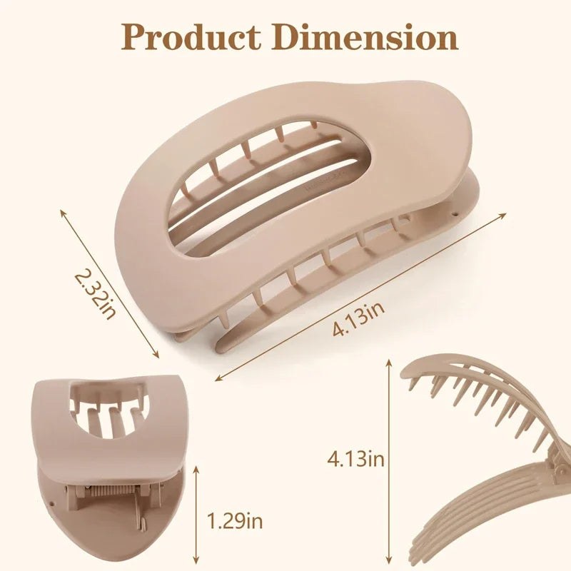 Flash sale: Fashion Oval Flat Hair Clips for Women New Design Leopard Large Flat Round Claw Clip French Acrylic Lying Down Hair Accessories