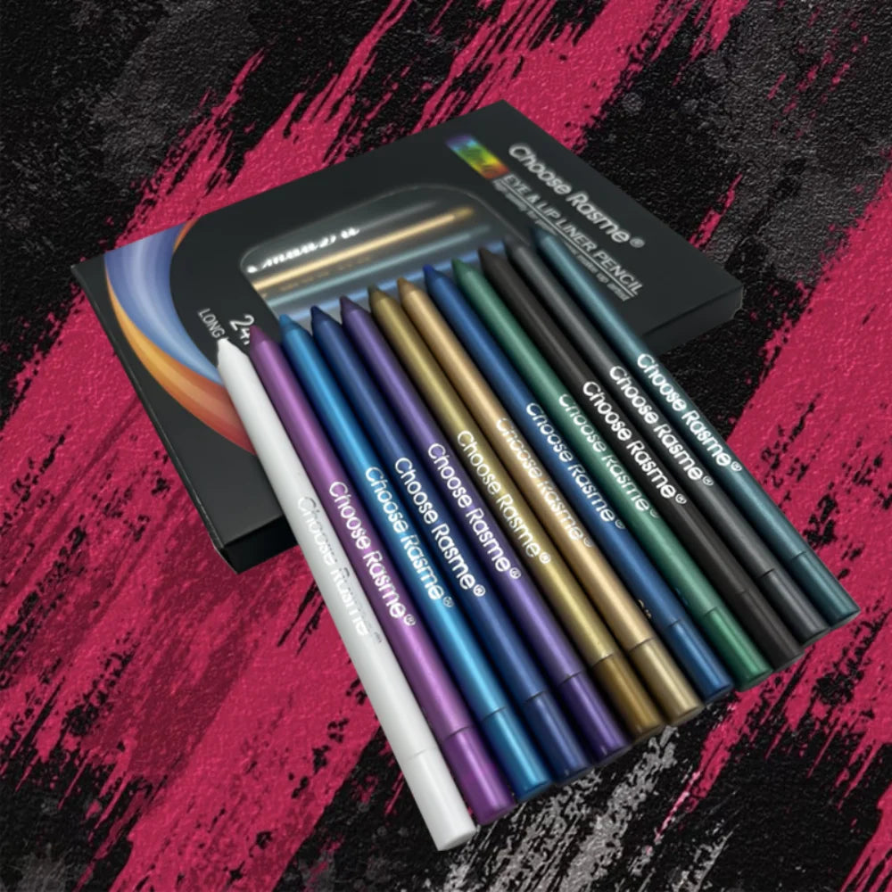 12 Pcs Set of Waterproof Eyeliner Pens with Shimmering Effects - Includes Eyeshadow Durable and Easy to Color Highlighter