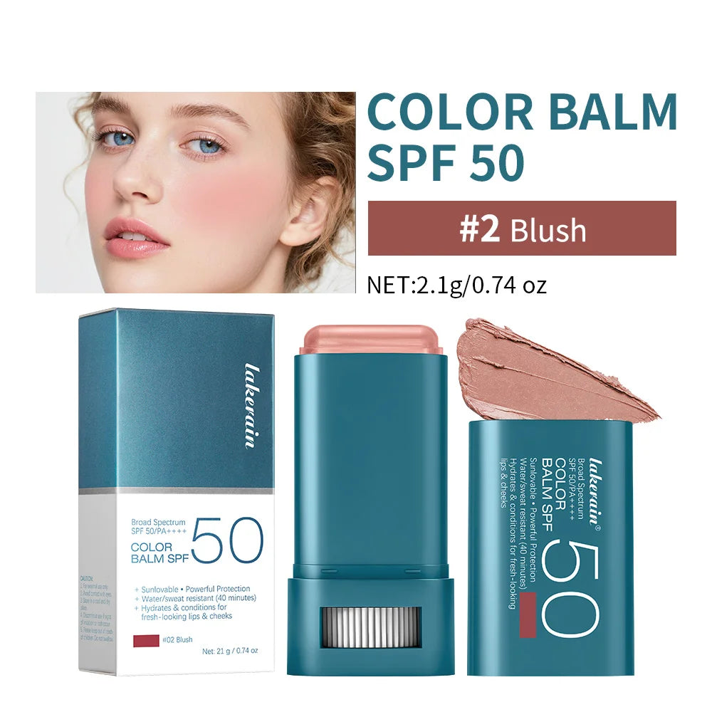 Lip & Cheek Color Balm SPF 50 Mineral Broad Spectrum Sun Protection Water Sweat Resistant Hydrating Long Lasting Buildable Blush