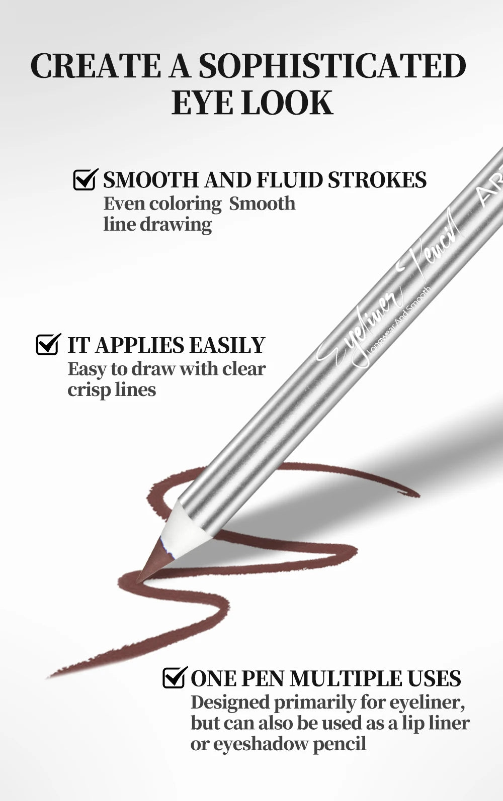 ART VALUE Creamy Texture Matte Eyeliner Pencil Easy Coloring Sweat Proof Eyeshadow Pencil Long Lasting Shimmer Eyeliner Makeup