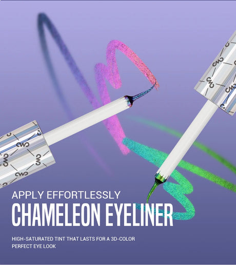 CHARMACY Duochrome Glitter Liquid Eyeliner Long Lasting Waterproof Smudgeproof Ultra Fine Tip Eye Liner Women Makeup Cosmetics