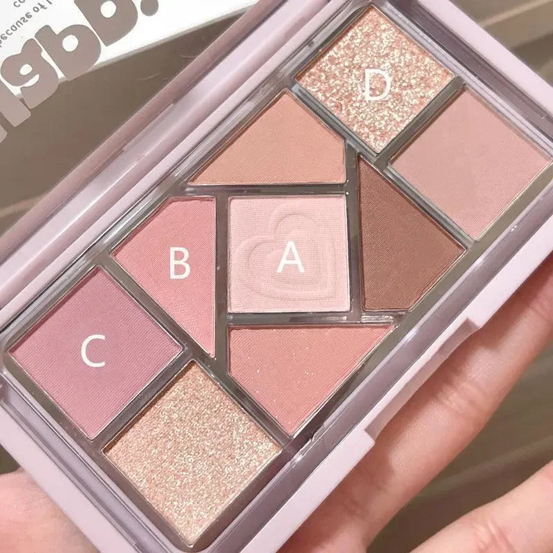 Mint diffuse pink blue small pink frame nine-color eyeshadow palette low saturation clear mint green pearl matte gentle pure des
