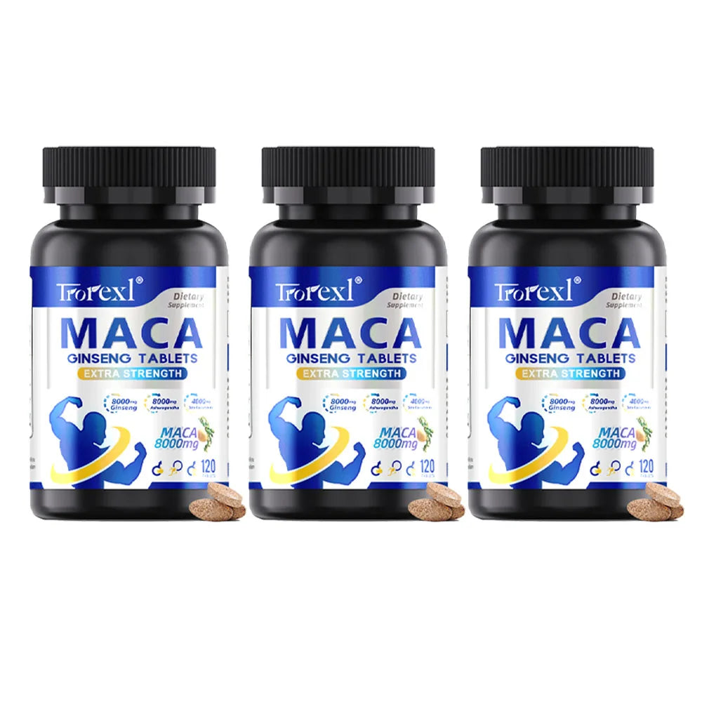 120 Caps MACA Ashwagandha Ginseng Natural Morning Stamina & Boost Flow Enhancer Immune Support | Kosher/Halal Certified