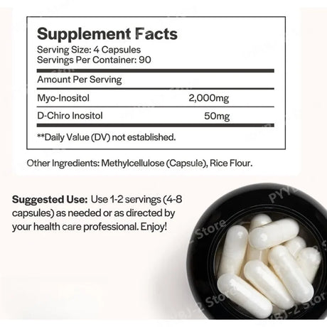 Women Myo & D-Chiro Inositol Capsule Daily Nutrition Supplements for Hormonal Balance and Ovarian Health Support 120 Count