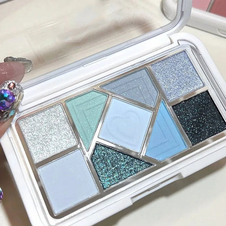 Nine-Color Eyeshadow Palette Blush Highlight Makeup Pearly Highgloss Shimmer Pink Brown Earth Color Fine Sequins Eye Shadow