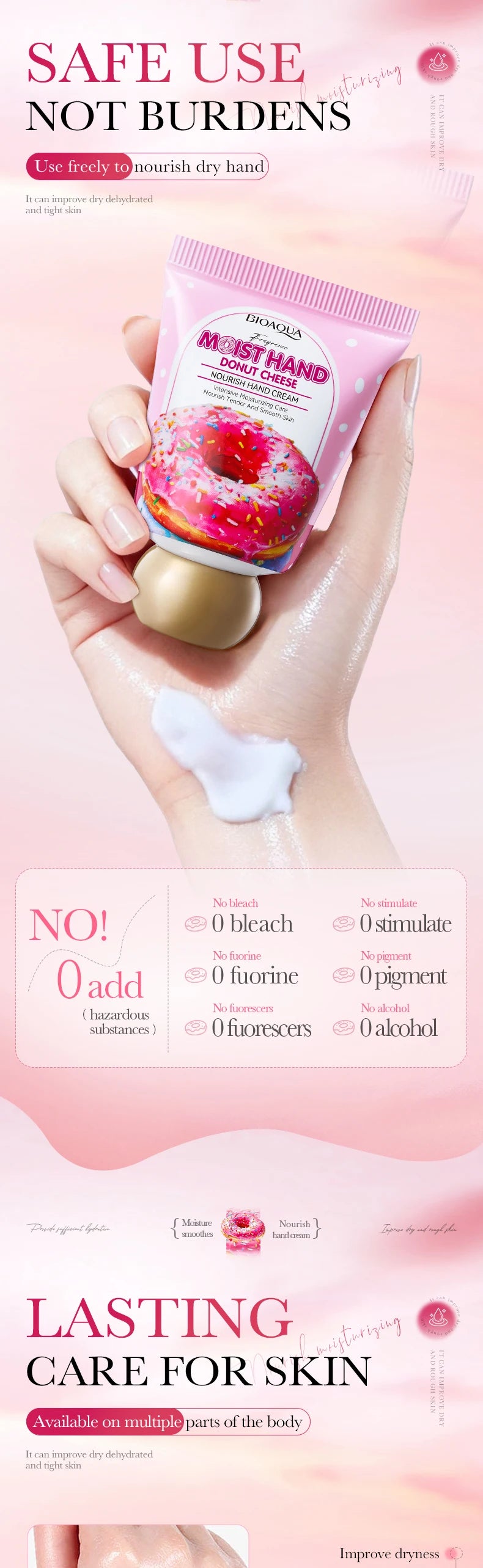 BIOAQUA Donut Hand Cream Moisturizing Nourishing Anti-aging Anti Wrinkles Whitening Creams Hands Skin Care Products