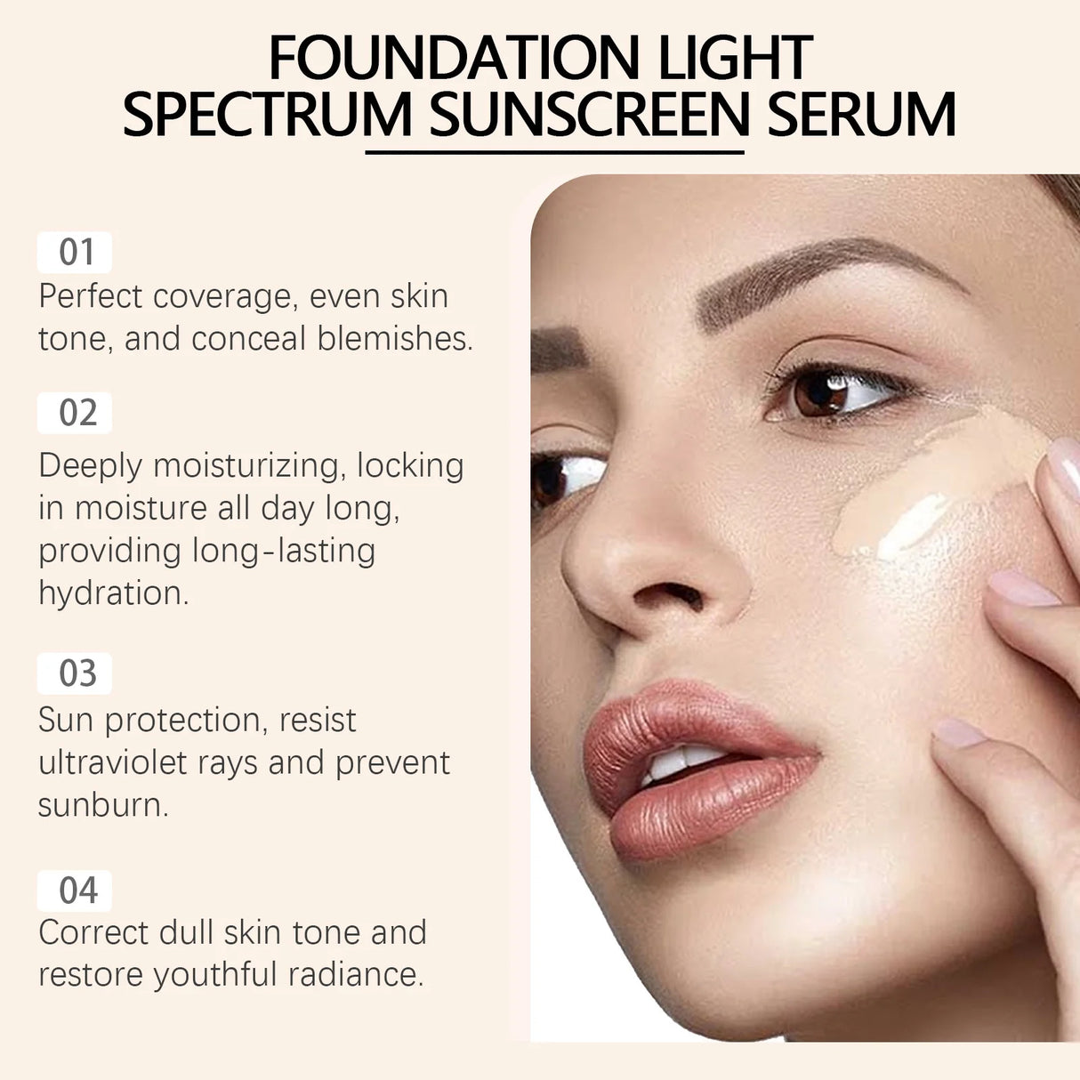 4-in-1 Liquid Foundation Spf 50+ Magic Color Changing Matte Long-Lasting Waterproof Sweating Moisturizing Coverage Makeup Base