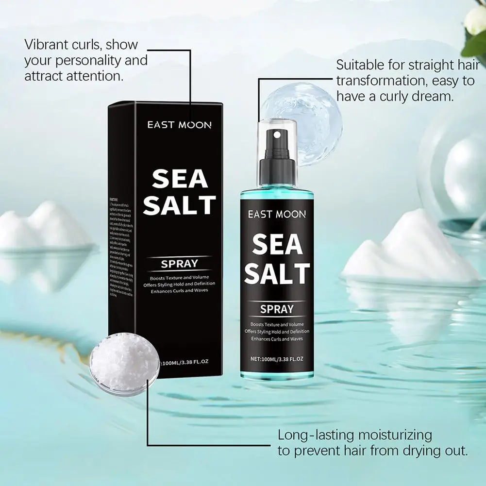 100ml Sea Salt Curling Spray for Hair,Natural Kelp & Red Algae Extract, Natural Texture & Volume, Creates Beachy Curls & Texture