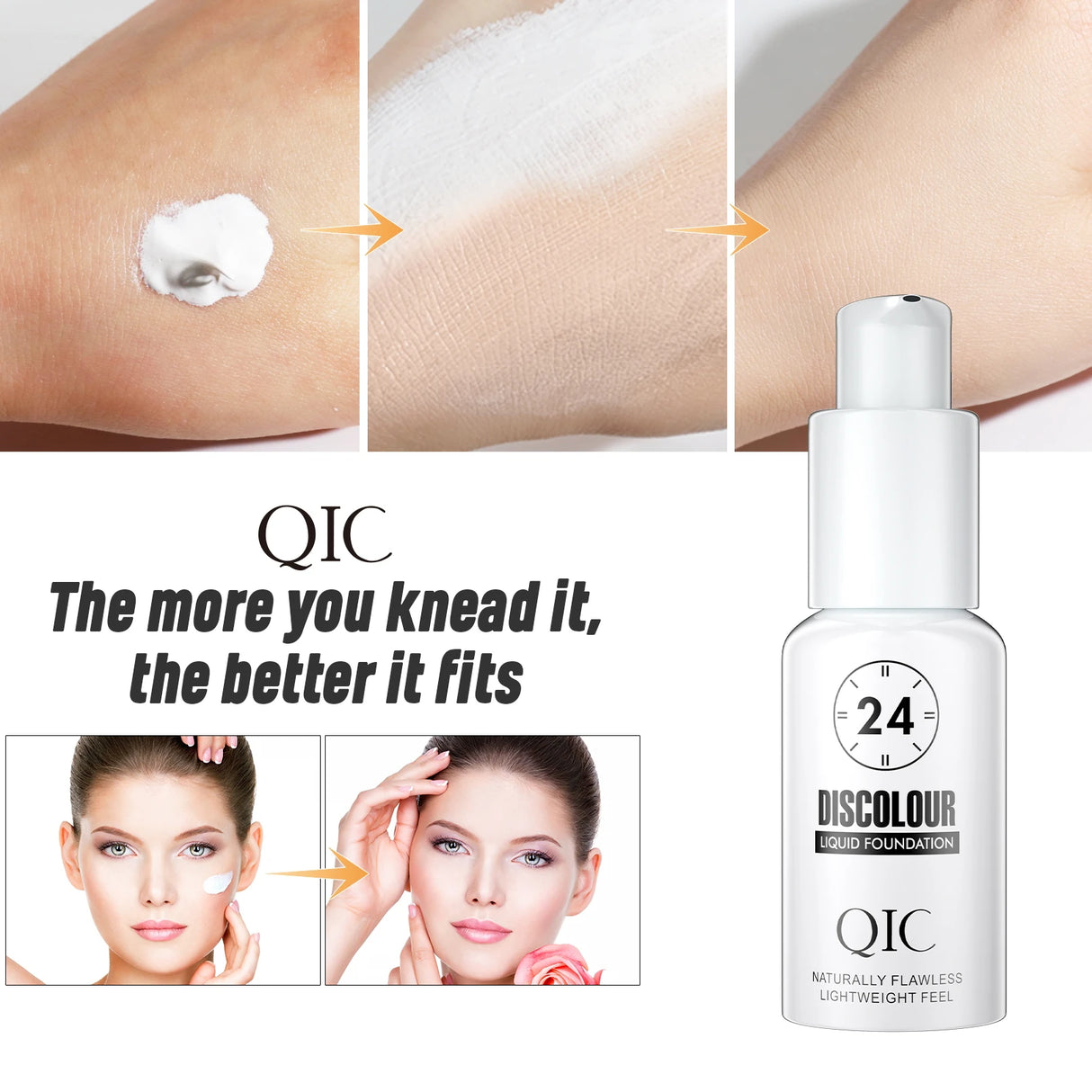 QIC 30ML Foundation Color Changing Makeup Base Nude Face Full Cover Matte Concealer Long Lasting Make Up Liquid Foundation Cream