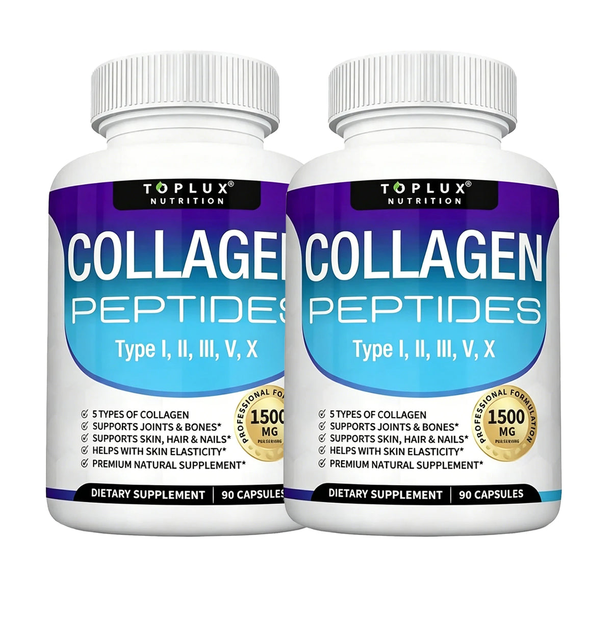 Premium Collagen Peptides Supplement 1500mg Collagen Peptides Complex for Hair, Nails, Skin, Bone & Joint Health - 90 Capsules