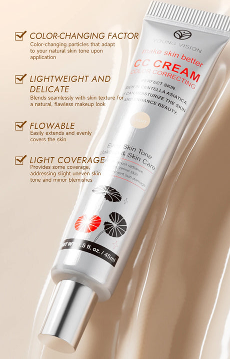 1PC/2PCS 45ml Brightening CC Cream Centella Asiatica Repairing BB Cream Natural Concealing Whitening Foundation Liquid Cosmetics