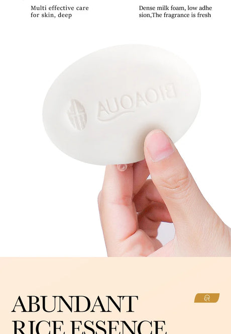 BIOAQUA White Rice Raw Pulp Facial Soap Face Wash Foam Facial Cleanser Moisturizing Whitening Body Bathing Handmade Soap