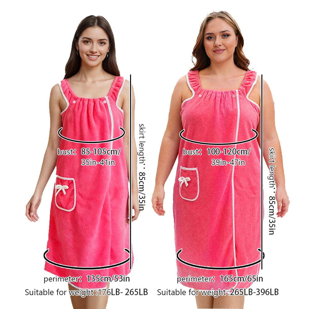 1pc, coral velvet women's bath skirt, wearable bath towel wrap women's absorbent Beach Spa gym bathrobe, slip skirt bath