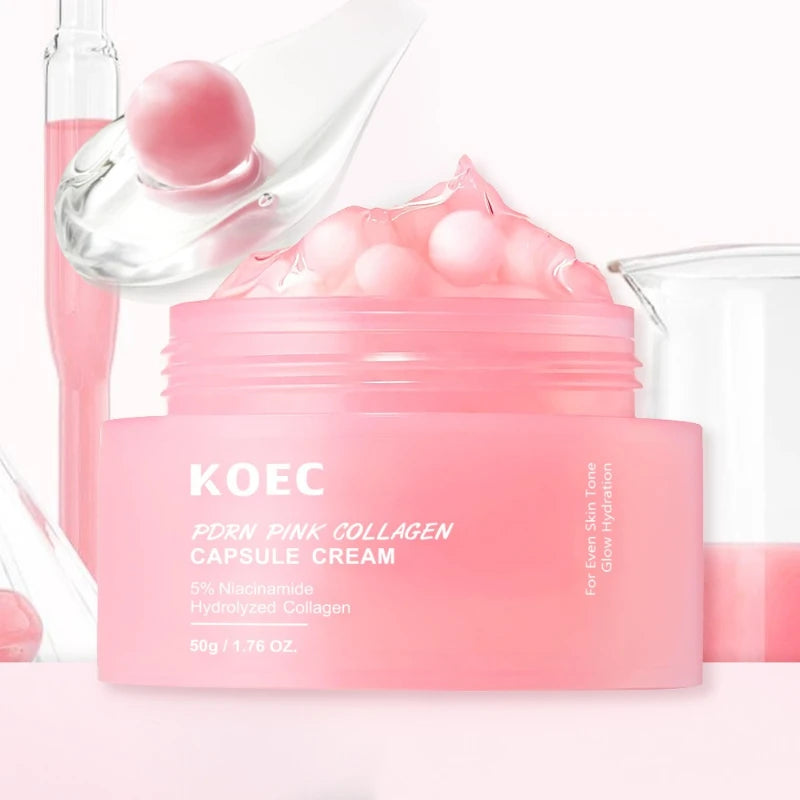 KOEC PDRN Pink Collagen Capsule Cream Anti-Wrinkle Hydrating Glowing Increase Elasticity 5% Niacinamide Hydrolyzed Collagen