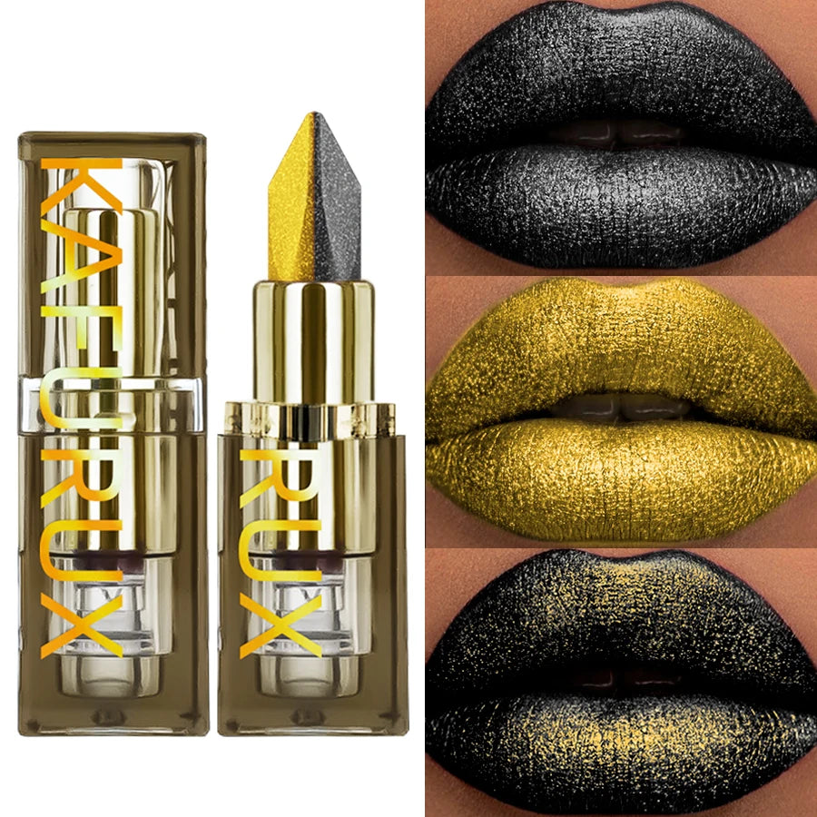 Two tone Color Metallic Lipstick Glitter Shimmer Lip Liner Pen Matte Velvet Finish High Pigment Smooth Lip Tint Korean Makeup