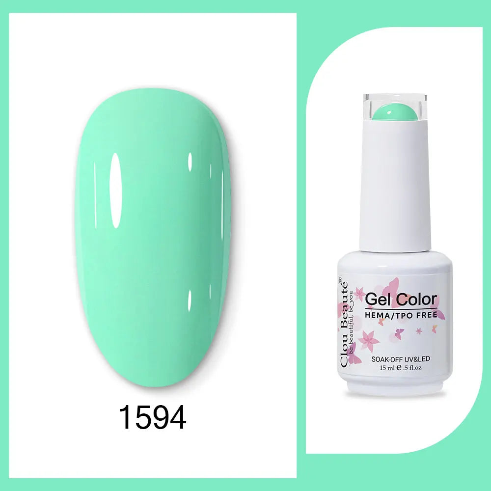 Clou Beaute Gel Color Hema TPO Free 15ml Gel Nail Varnish Soak Off UV Gel Polish Nail Art Manicure Lacquer Nail Art Jelly Gel