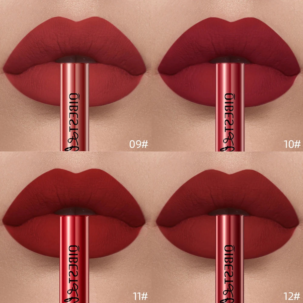 QIBEST Liquid Lipstick Waterproof Velvet Nude Matte Sexy Red Lip Gloss Long Lasting Nonstick Lip Stain Makeup 24 Colors Hots