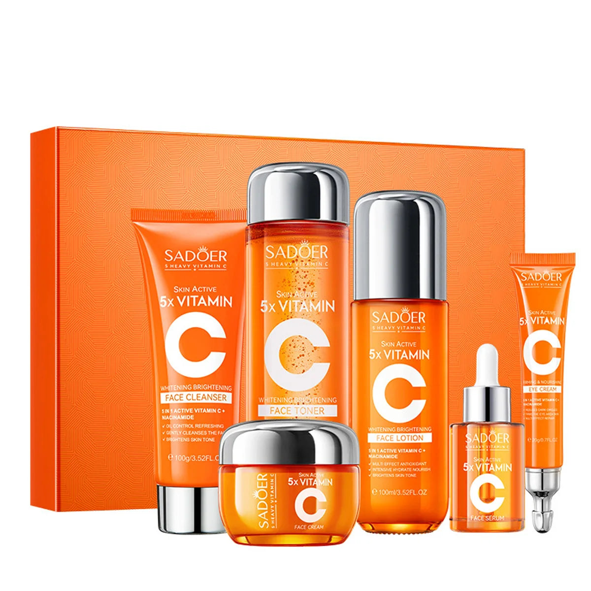 Vitamin C Skincare 6-Piece Gift Set Whitening Brightening Moisturizing And Firming – All In One A Perfect Holiday Christmas Gift