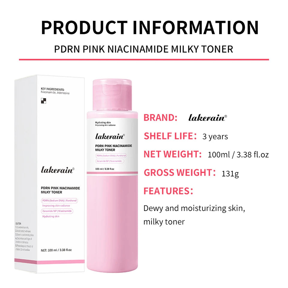 PDRN Pink Niacinamide Milky Toner for Hydrating Moisturizing Soothing Ceramide Glass Glow Skin Milky Toner Korean Skincare